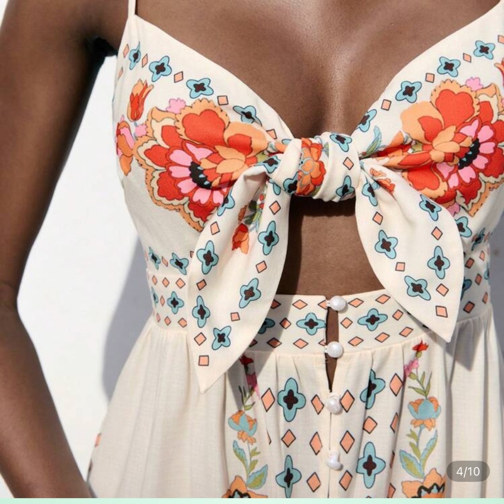 Floral Bow-Tie long Vest – Romantic Summer Holiday Style